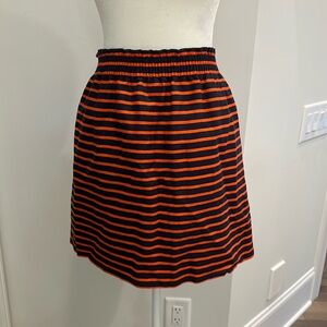 NWOT- J.Crew red and navy blue striped short skirt. Size 10